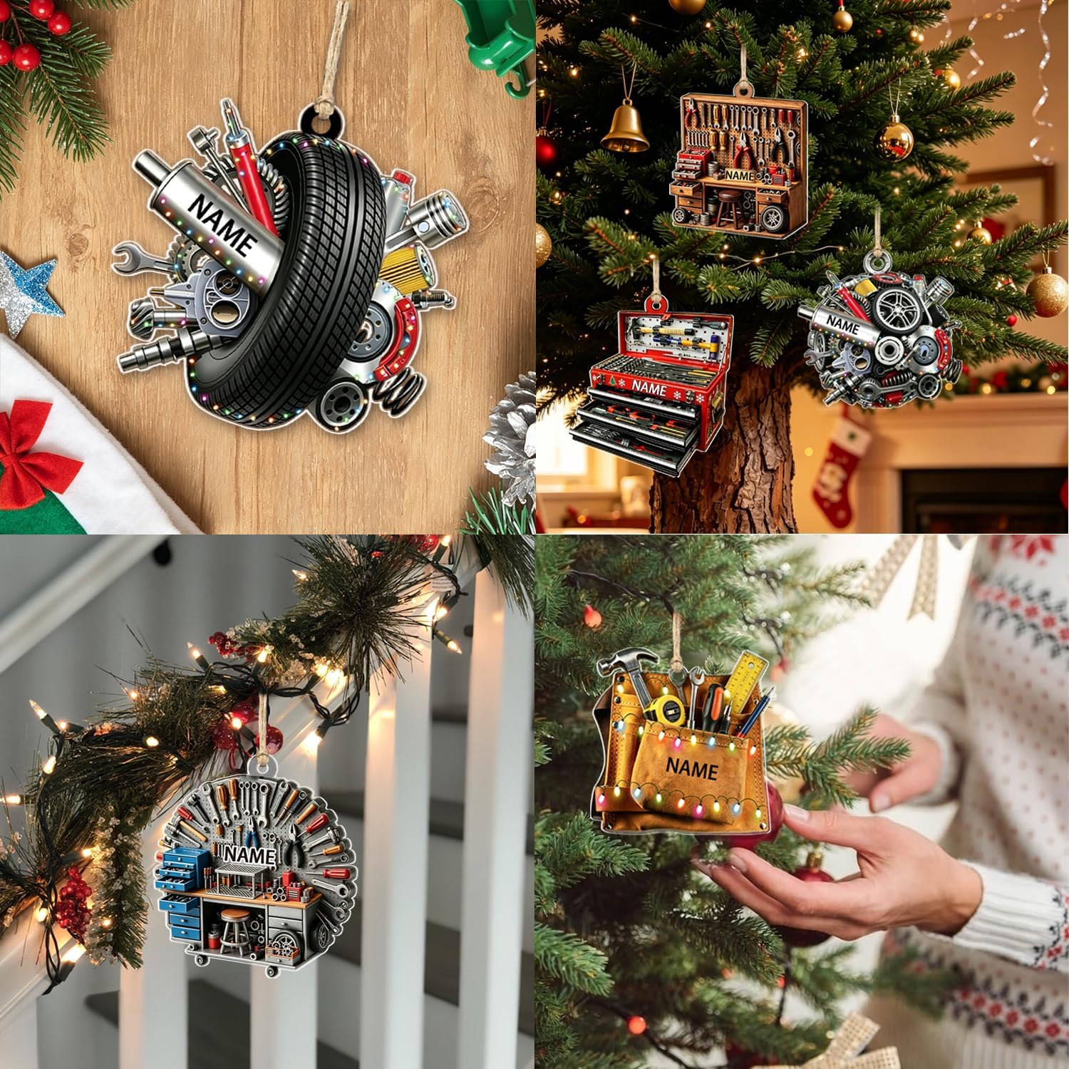 Custom Name Mechanics Tool Box Christmas Ornament for Garage Technicians image 5
