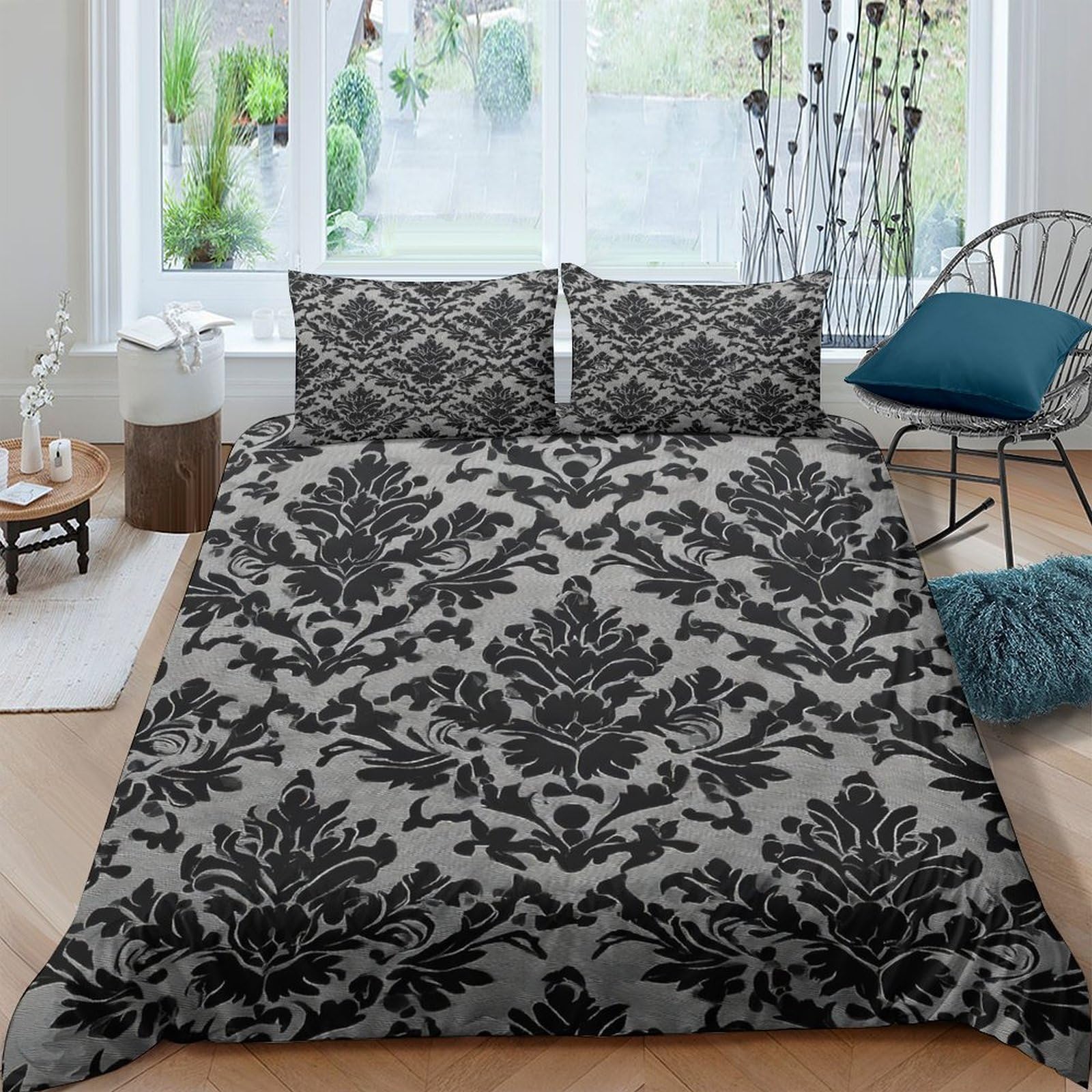 Housse de couette baroque 3D en microfibre douce lit single