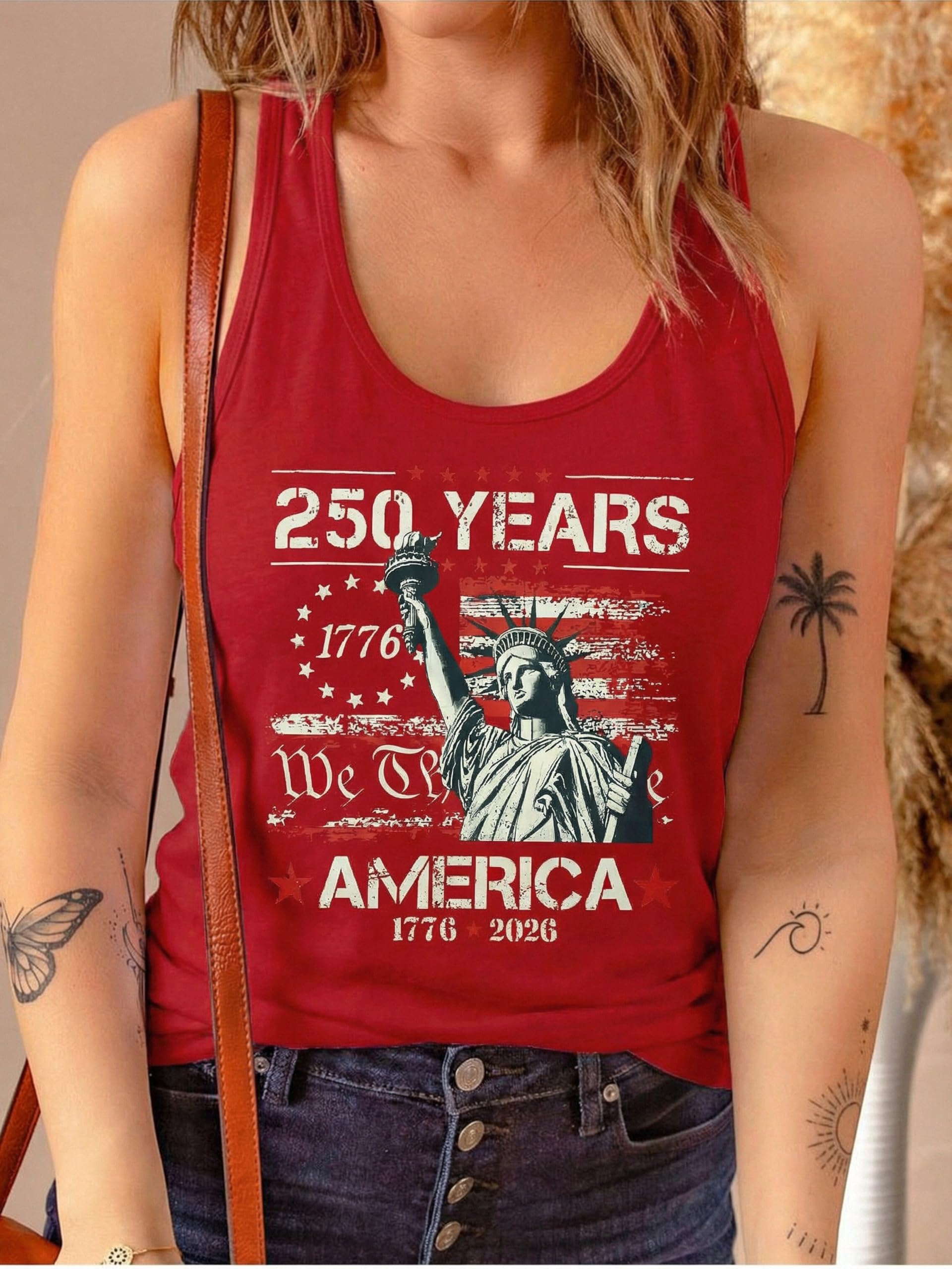 250 Anniversary USA Tank Top - 250th American Flag Shirts Statue of Liberty Sleeveless Tees 4. Juli Outfits