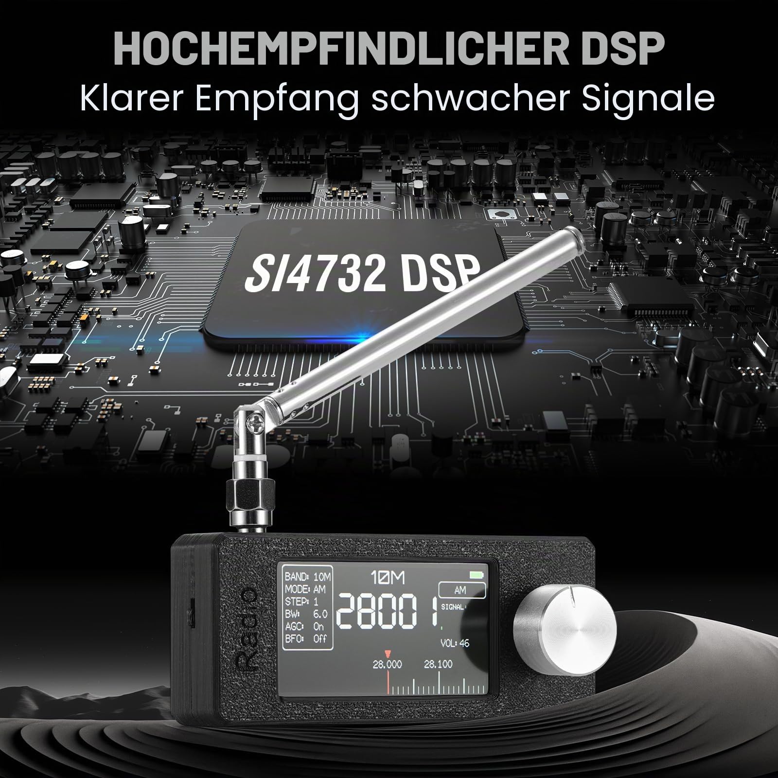 Raddy Mini-Radio Allband DSP Radio mit Si4732 Chip, FM/SW/MW/VHF/CB Empfänger mit LSB/USB Modi, Kopfhörerverstärker, Taschenformat mit 1,9" Farbdisplay, Teleskop- & Donut-Antenne, Firmware-Upgrade