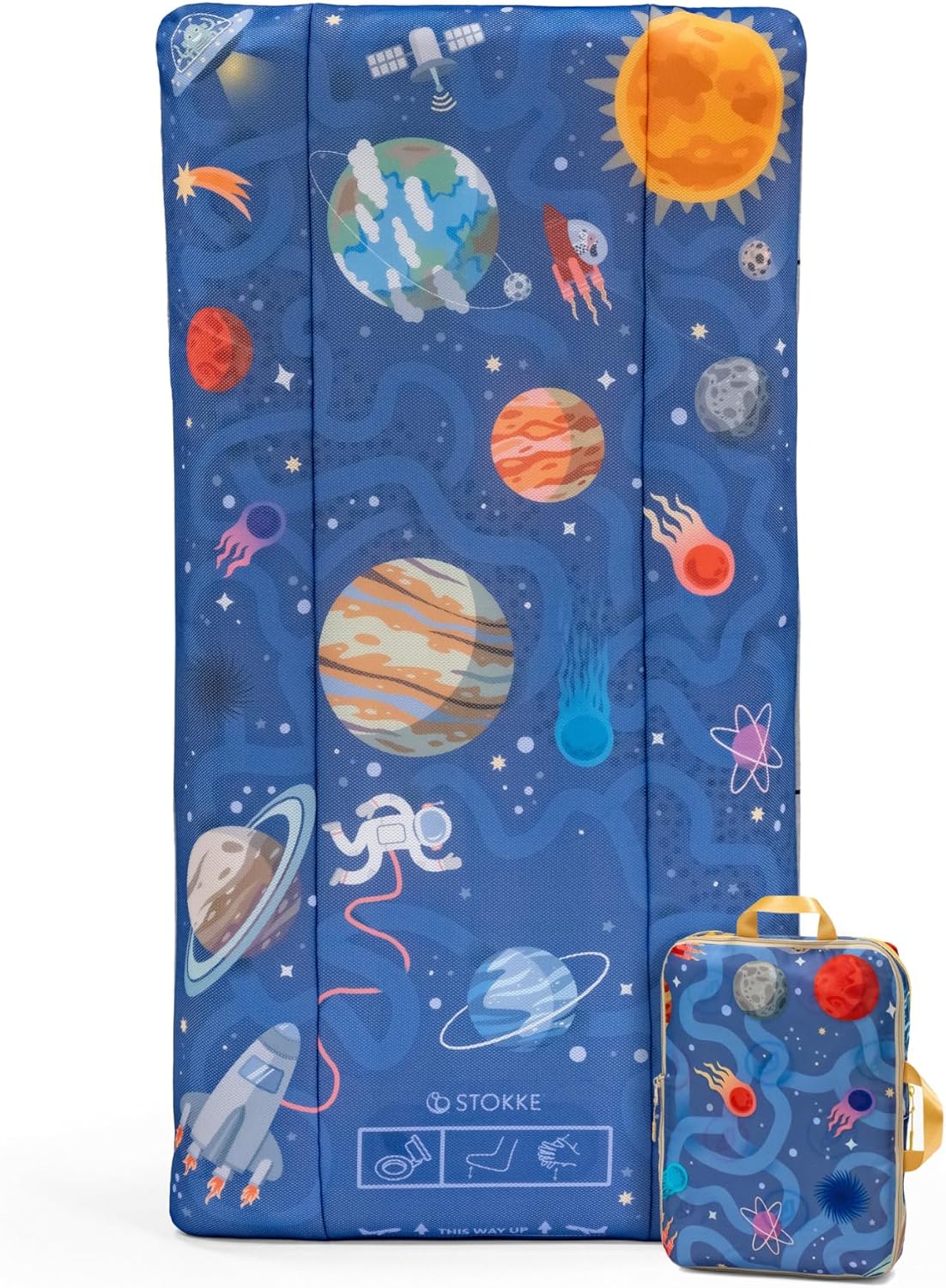 Stokke JetKids CloudSleeper, Space Maze - Inflatable Kids’ Travel Bed - Includes Integrated Pump & Packing Cube - Best for Ages 2+