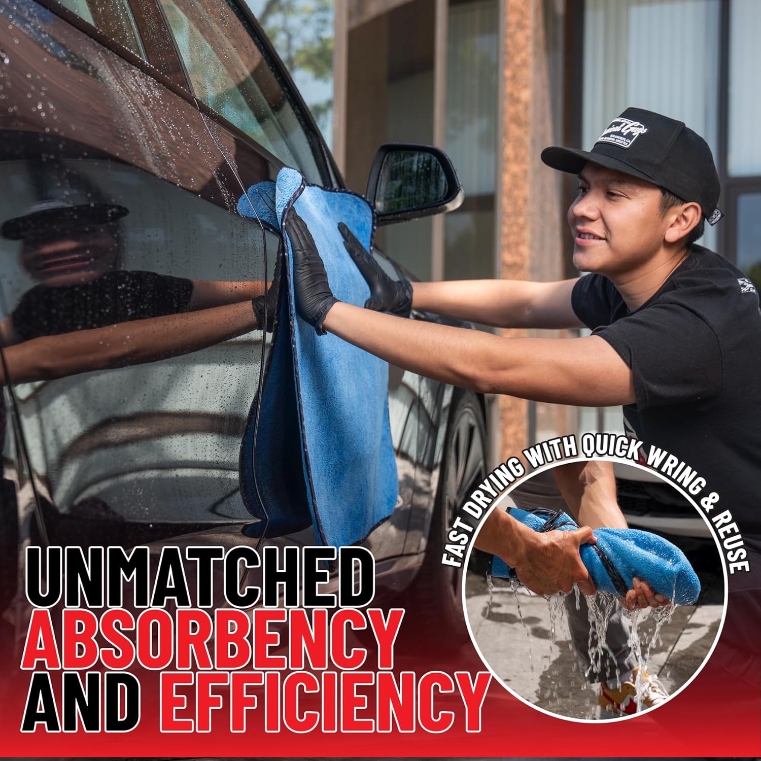 Chemical Guys Thirst Trap Microfiber Chamois Towel, Safe for Cars, Trucks, SUVs, RVs, Motorcycles, & More, 24"x28" (Blue) 2 Pack