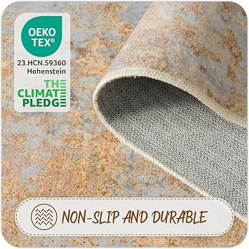 Beige Gold Rug Runners for Hallways Kitchen Non Slip Washable 2x6 Entryway Runner Rugs with Rubber Backing 6ft Long Carpet Runner for Laundry Room Bedroom, Low Pile Stain & Fade Resistant