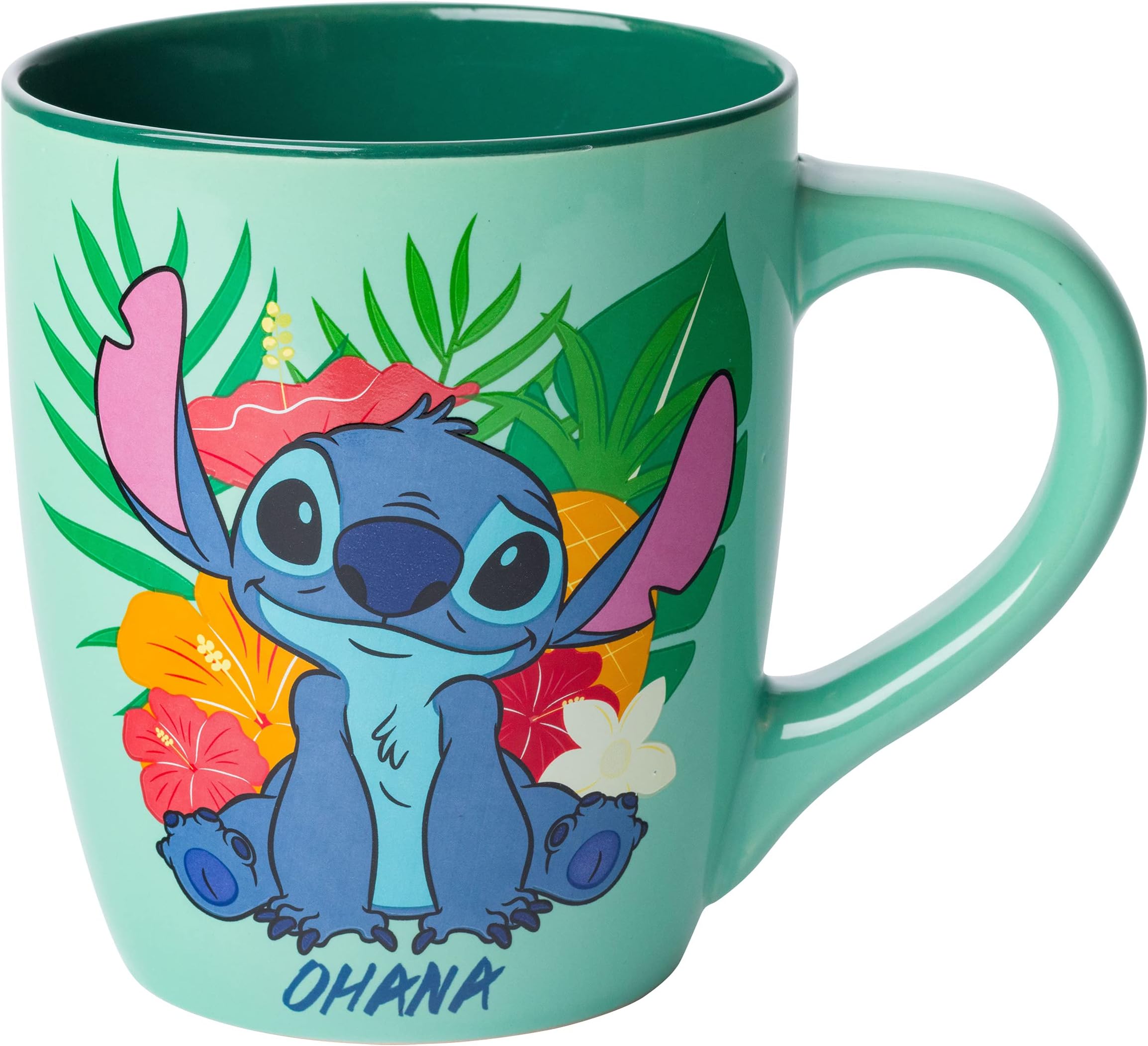 Silver Buffalo Disney Lilo and Stitch Tropical Ohana Sitting Jumbo Curved Ceramic Mug, 25 Ounces