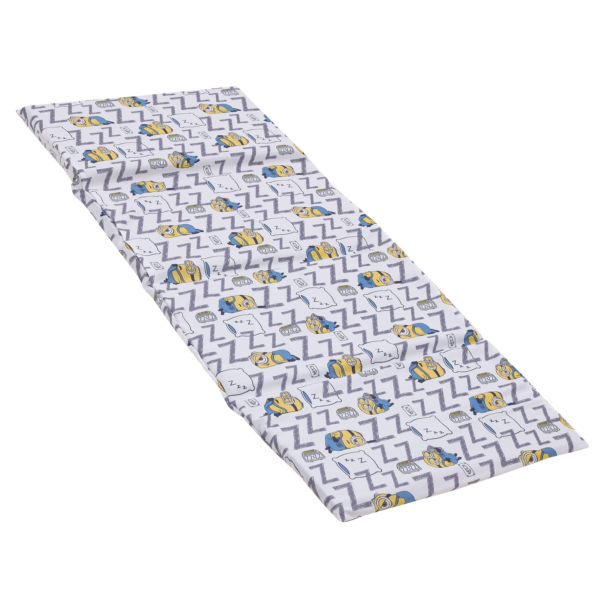 NoJo Illimuniation Lazy Minions Club Gray, Blue, Yellow, and White Preschool Nap Pad Sheet