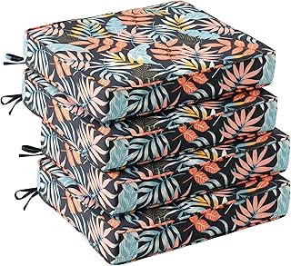 UNIKOME Outdoor Chair Cushions Set of 4, Water Resistant Patio Seat Cush...