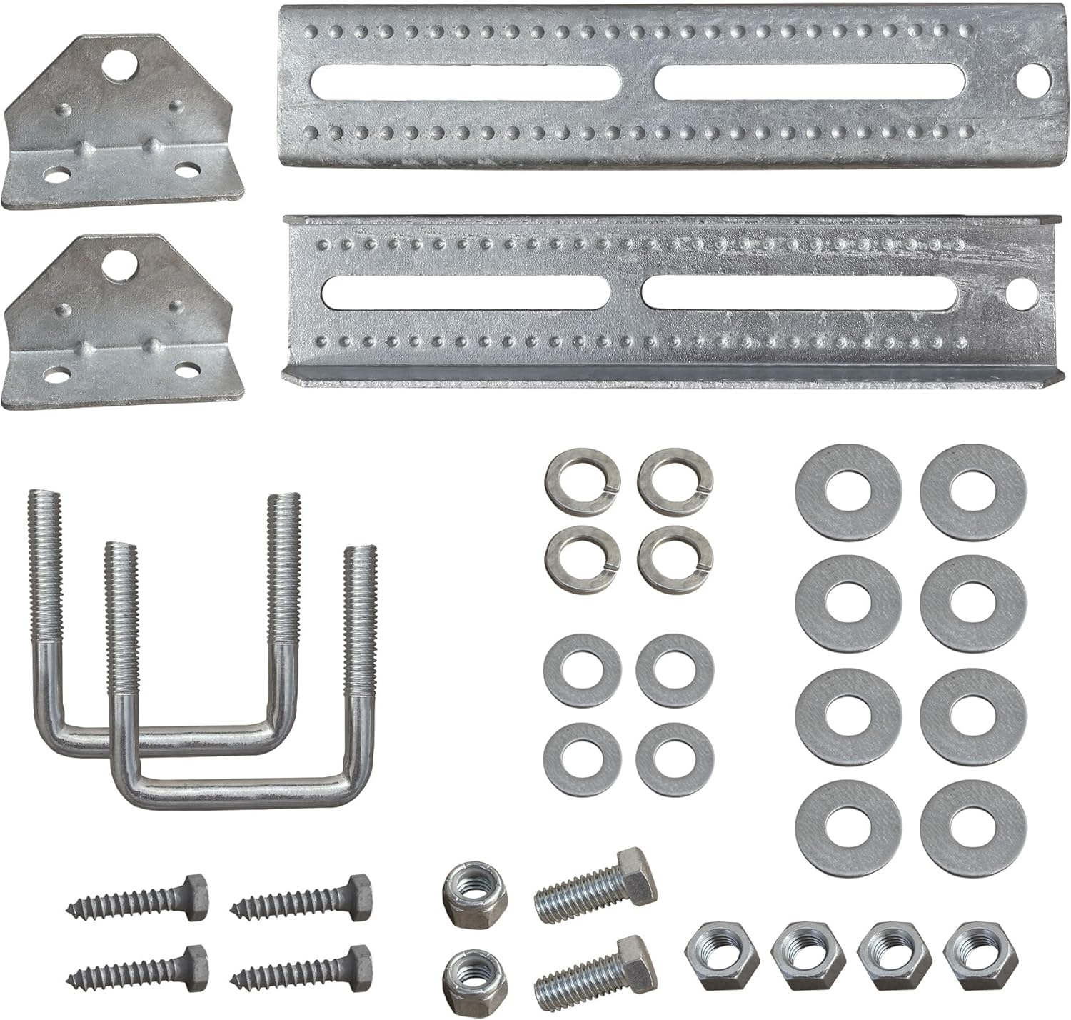 A.A 12" Galvanized Swivel Top Bunk Bracket Kit with Hardware for Boat Trailer, fits 2x3 Cross Members, Heavy Duty