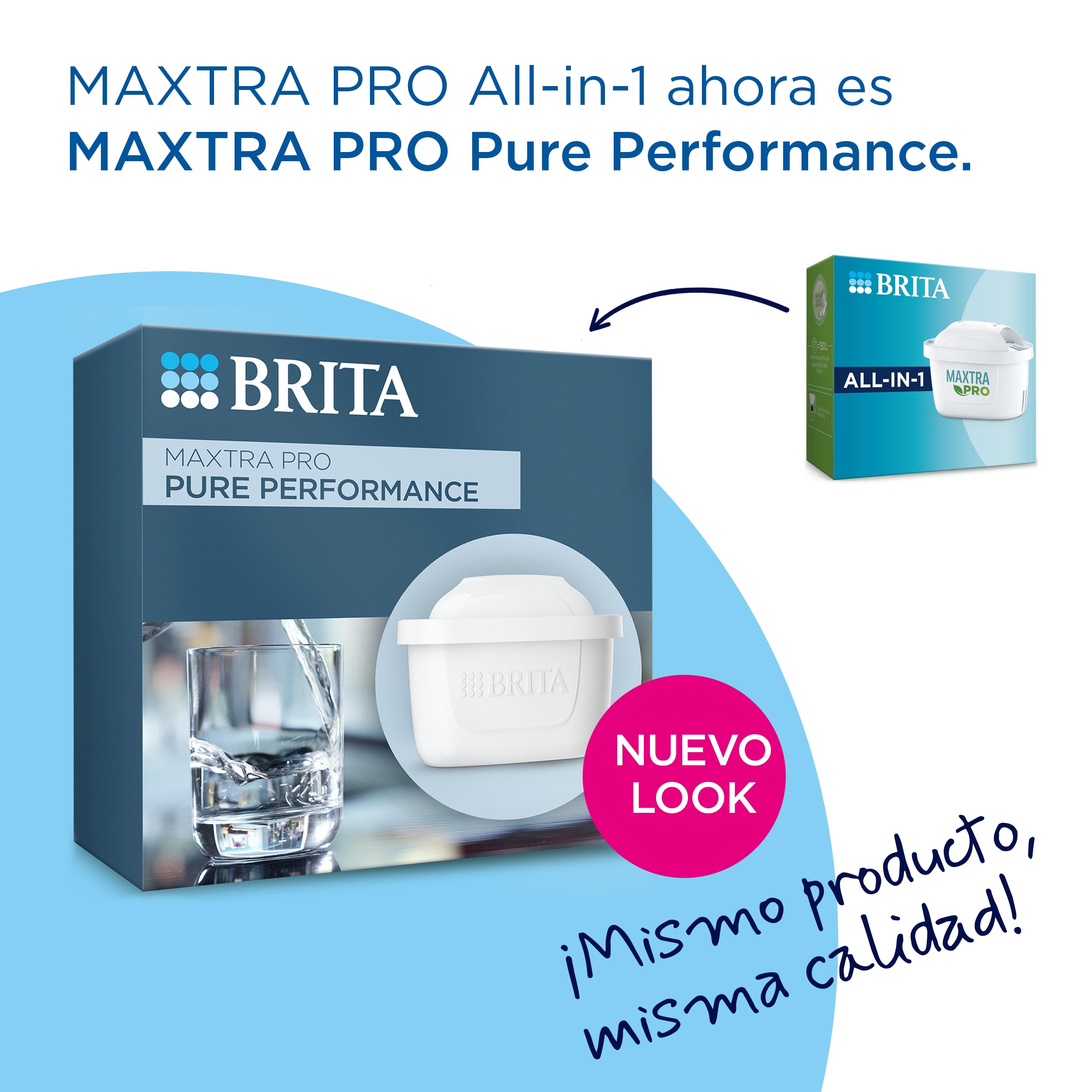 BRITA Cartucho Filtrante de Agua MAXTRA PRO Pure Performance Pack 4 | Recambio original para todas las jarras BRITA para agua de sabor puro - filtra PFAS, cloro, cal y metales