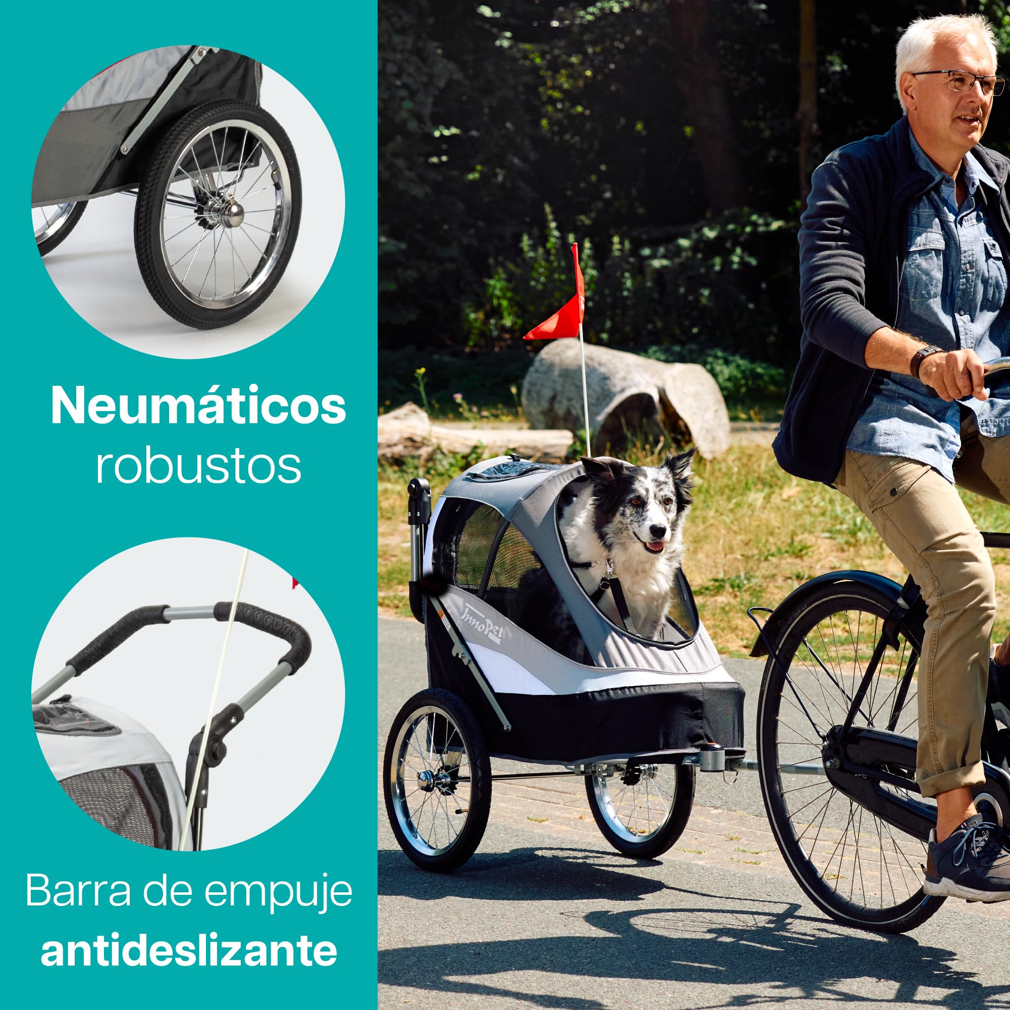 Innopet Pet Stoller,IPS-055/AT, Free Rain and Wind Cover, Dog Carrier, Trolley, Trailer, Sporty. Pet Buggy, Pushchair, pram for Dogs and Cats