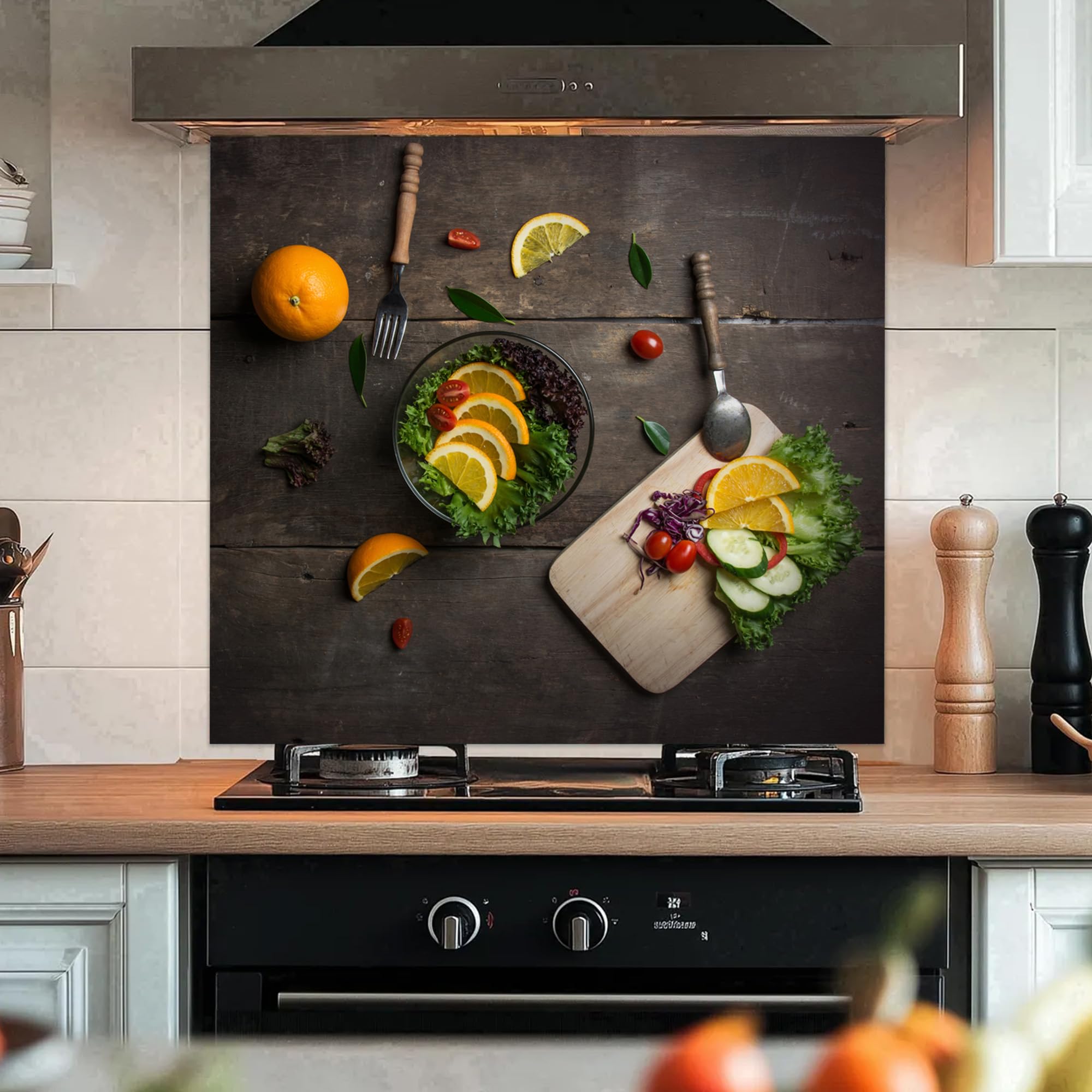 TilkiDünyası Mutfak Ocağı Arkası Sebzeler Hazır Duvar Sticker Yapışkanlı Folyo - 60x54 cm