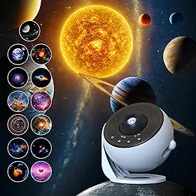 Versão atualizada Galaxy Star Projetor de luz para quarto, luz noturna LED para decoração de casa com 13 filmes fantásticos Dics, ângulo ajustável de 360°, velocidade, temporizador, projetor de céu