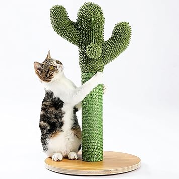 Made4Pets Cactus Cat Scratching Post with Natural Sisal Ropes, Cat Scratcher for Cats and Kittens