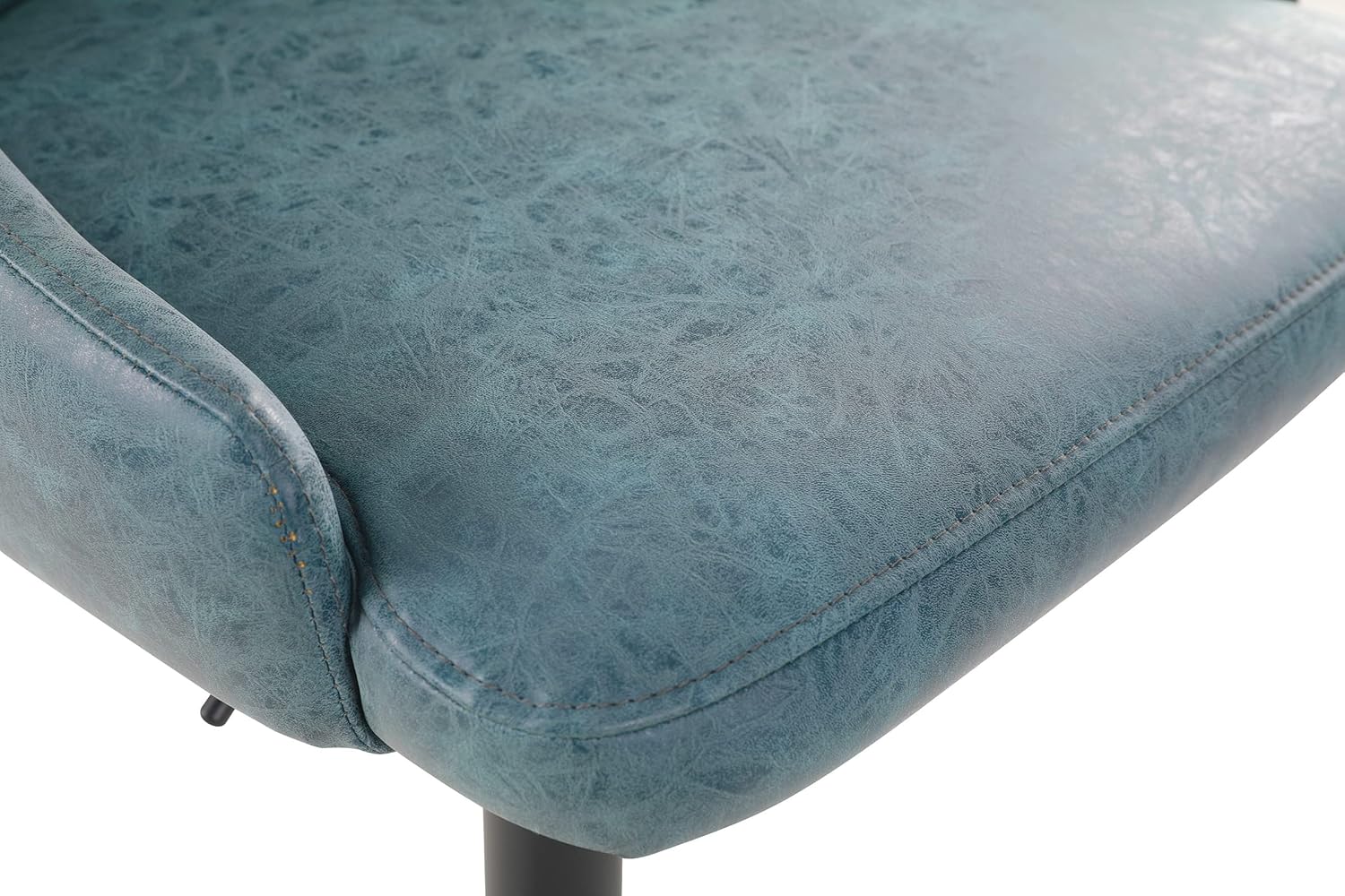 Modern Navy Faux Leather Adjustable Swivel Barstool