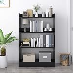 Bookshelf, 4 Tier Bookcase Shelving, Standing Book Shelf Cabinet, Wooden Display Rack for Living Room, Home Office, 7.87 * 31.5 * 43.3 Inch, Black