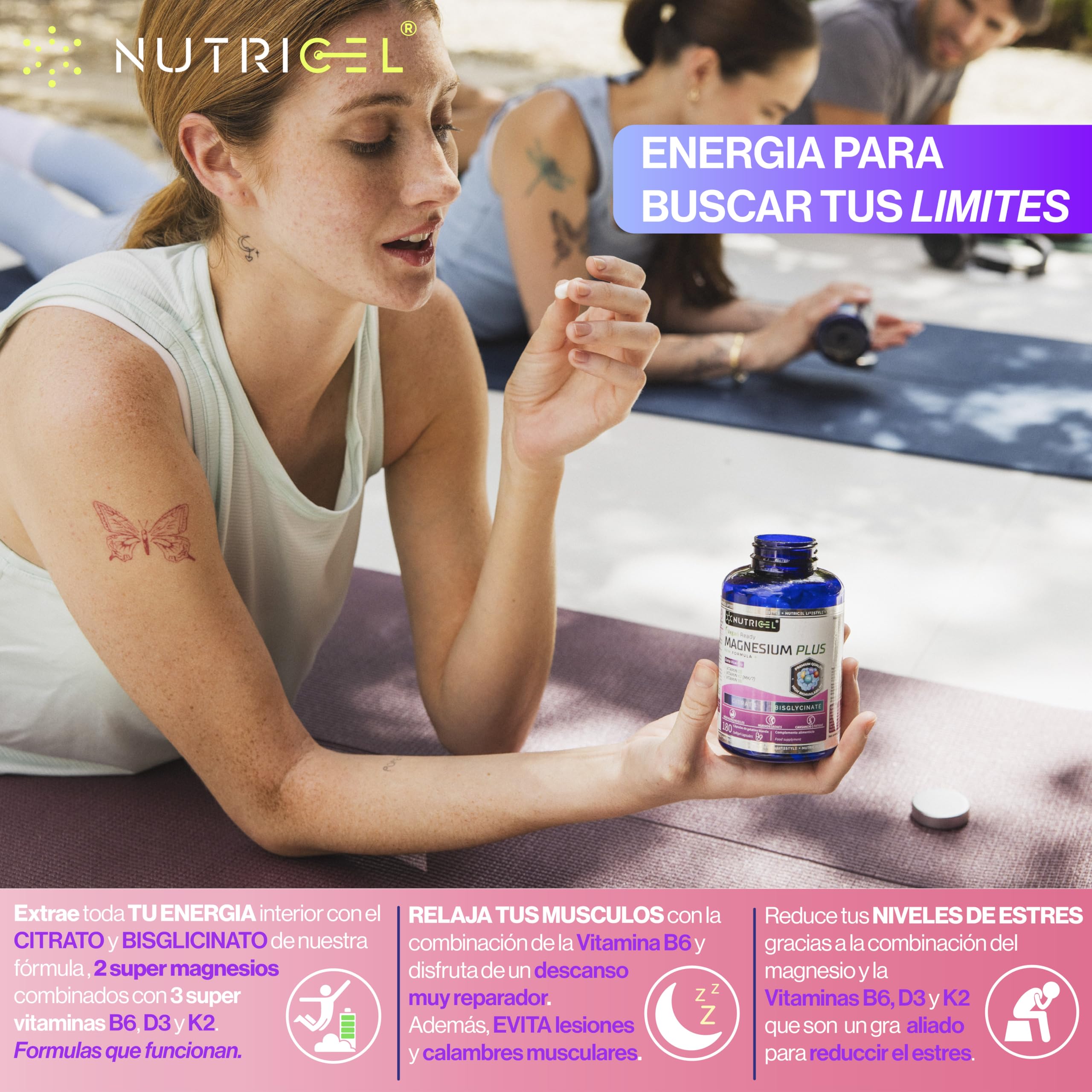 Magnésium Bisglycinate + Citrate - 2177mg - Vitamine B6, D3 et K2 | Fatigue | Magnesium Bisglycinate et Magnesium citrate | jusqu’à 4 mois | 180 Gélules Végétalien (Lot de 2)