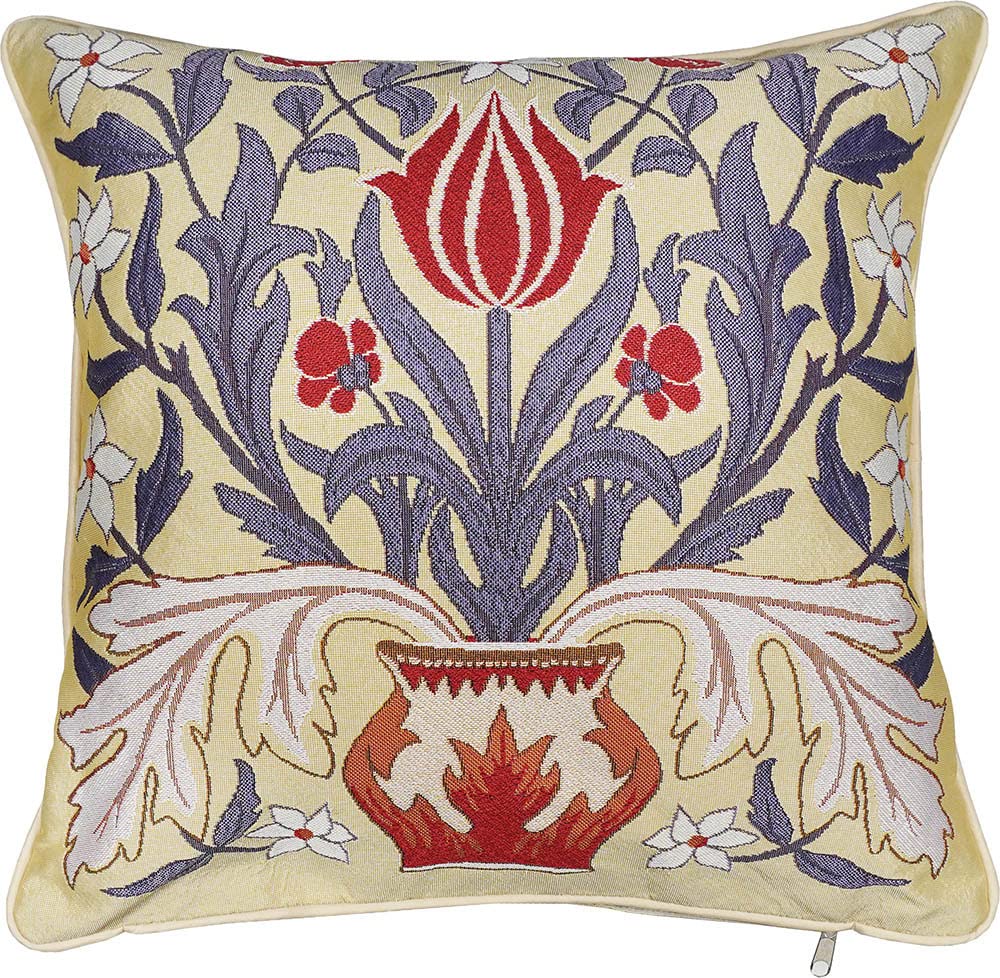 Signare Women's Tulips In A Vase Tapestry Panelled Cushion Cover 18 X18 Inches 45Cm X 45Cm Decorative Sofa Cushions With William Morris Design (, Ccov-Pn-Tuvase)