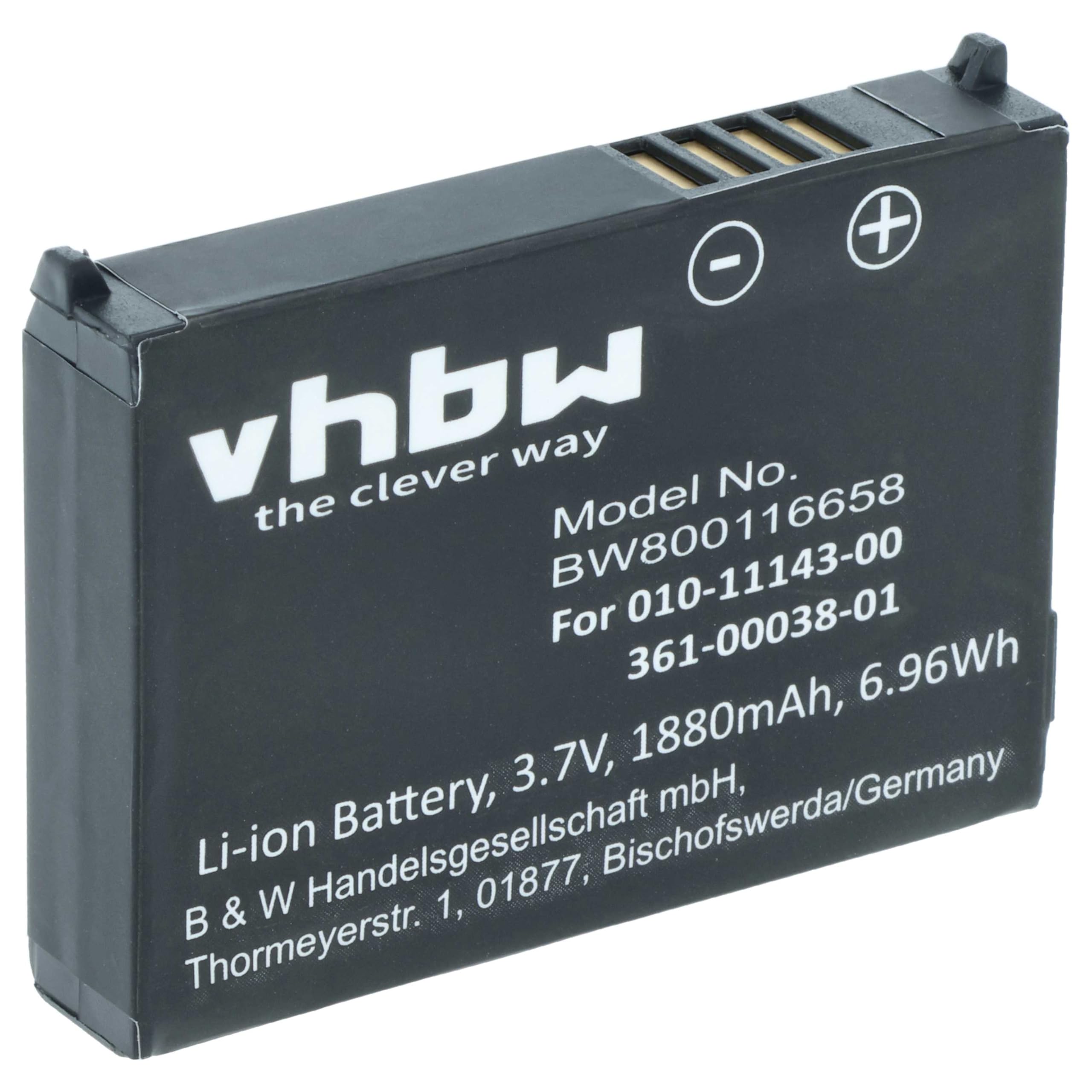 vhbw 1x Batterie Compatible avec Garmin Zumo 660LM, 650, 210 CE, 600, 660, 220, 665LM, 665, 210 GPS, Appareil de Navigation (1880mAh, 3,7V, Li-ION