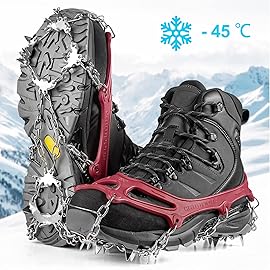 Crampons Ice Cleats Traction Snow Grips for Boots Shoes Women Men Anti Slip 19 Stainless Steel Spikes Safe Protect for Hiking Fishing Walking Climbing Mountaineering