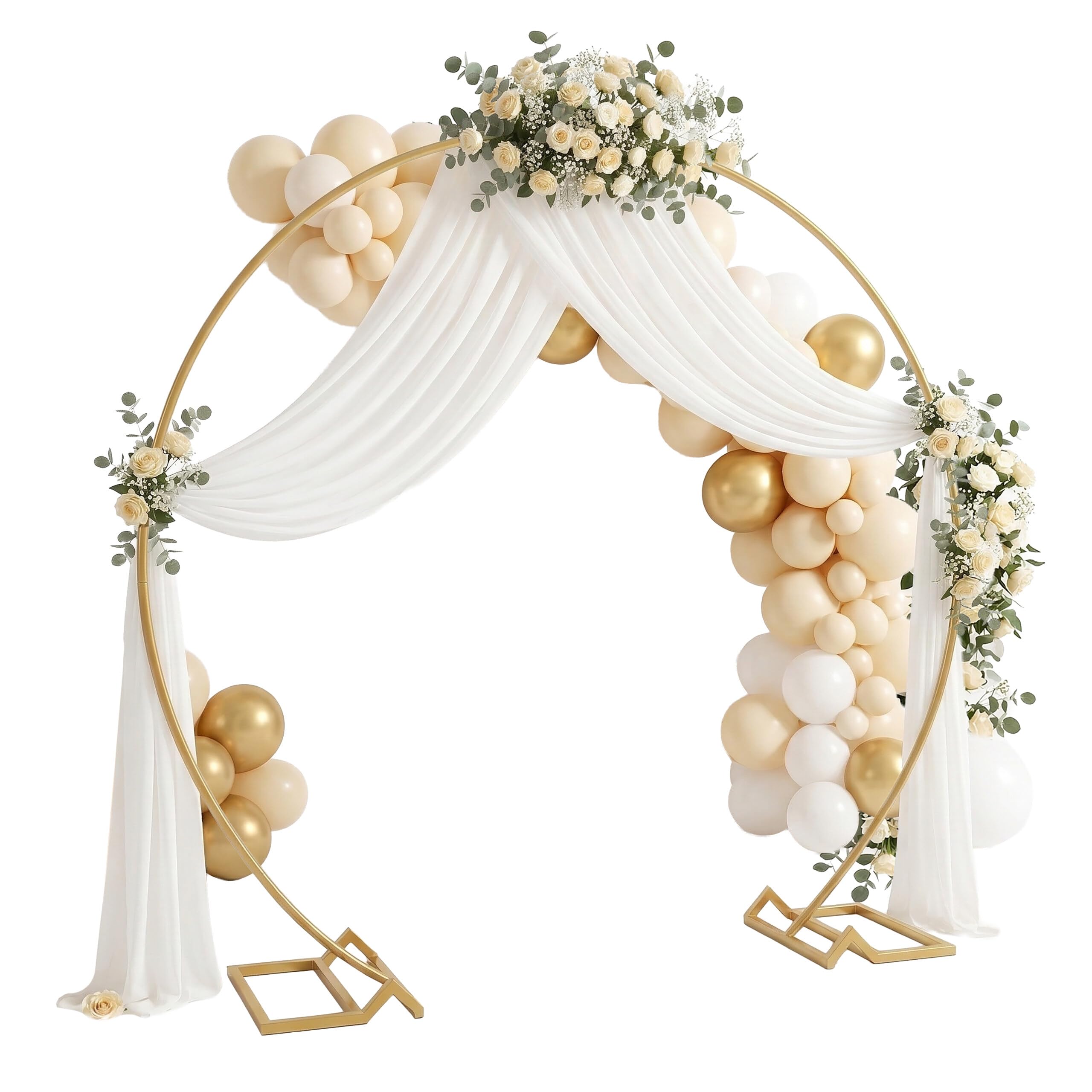 Relaxdays Arco Palloncini, Metallo, Matrimonio, Compleanno, Fidanzamento, A x L: 210x240 cm, Fiori, Arco Decorativo, Oro