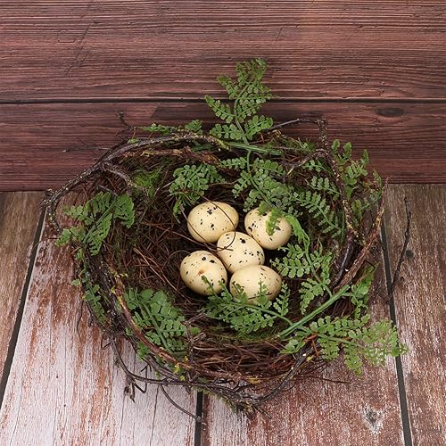 Miniatura 2 de Happyyami 1 juego de nido de pájaros falsos, adorno de nido de pájaros, decoración del hogar de Pascua, molde de huevo de dragón, nidos de pájaros
