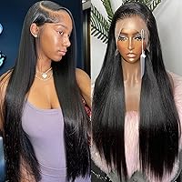 Vista 11 de VIPbeauty Pelucas de cabello humano con encaje frontal de 13 x 6 pulgadas, predepiladas, densidad 180, lacio, HD, transparente, sin pegamento