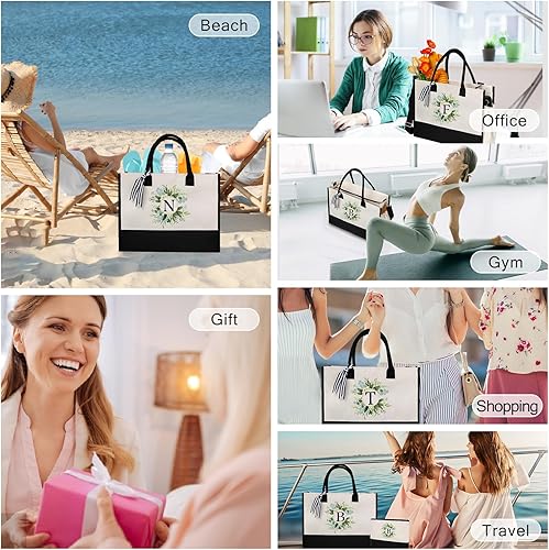 Miniatura 6 de Bolsos personalizados para mujer, bolsa de mano para la playa de novia con cremallera, iniciales personalizadas, regalos de cumpleaños con monograma