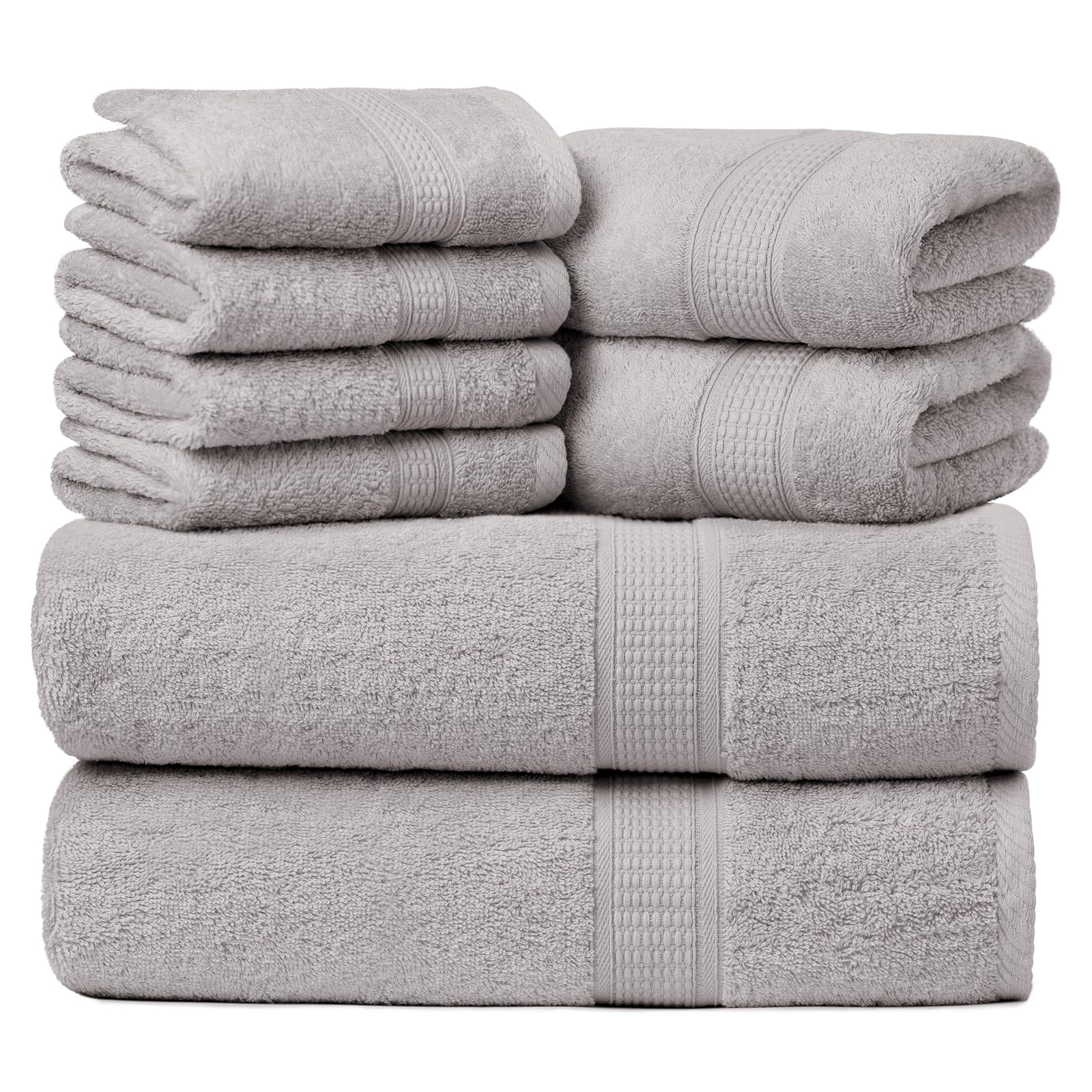 Ariv Towels Pack of 8, Premium Cotton Towel Set (2 Bath Towels + 2 Hand Towels + 4 Washcloths), Large, Super Soft, Quick Dry, Highly Absorbent for