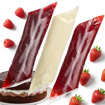 Pastry Filling 3-Pack, Red Raspberry, French Bavarian Creme, Strawberry, 2 Pound Bags, Pack of 3, Pie, Pastry & Cake Filling, Hampton Distribution