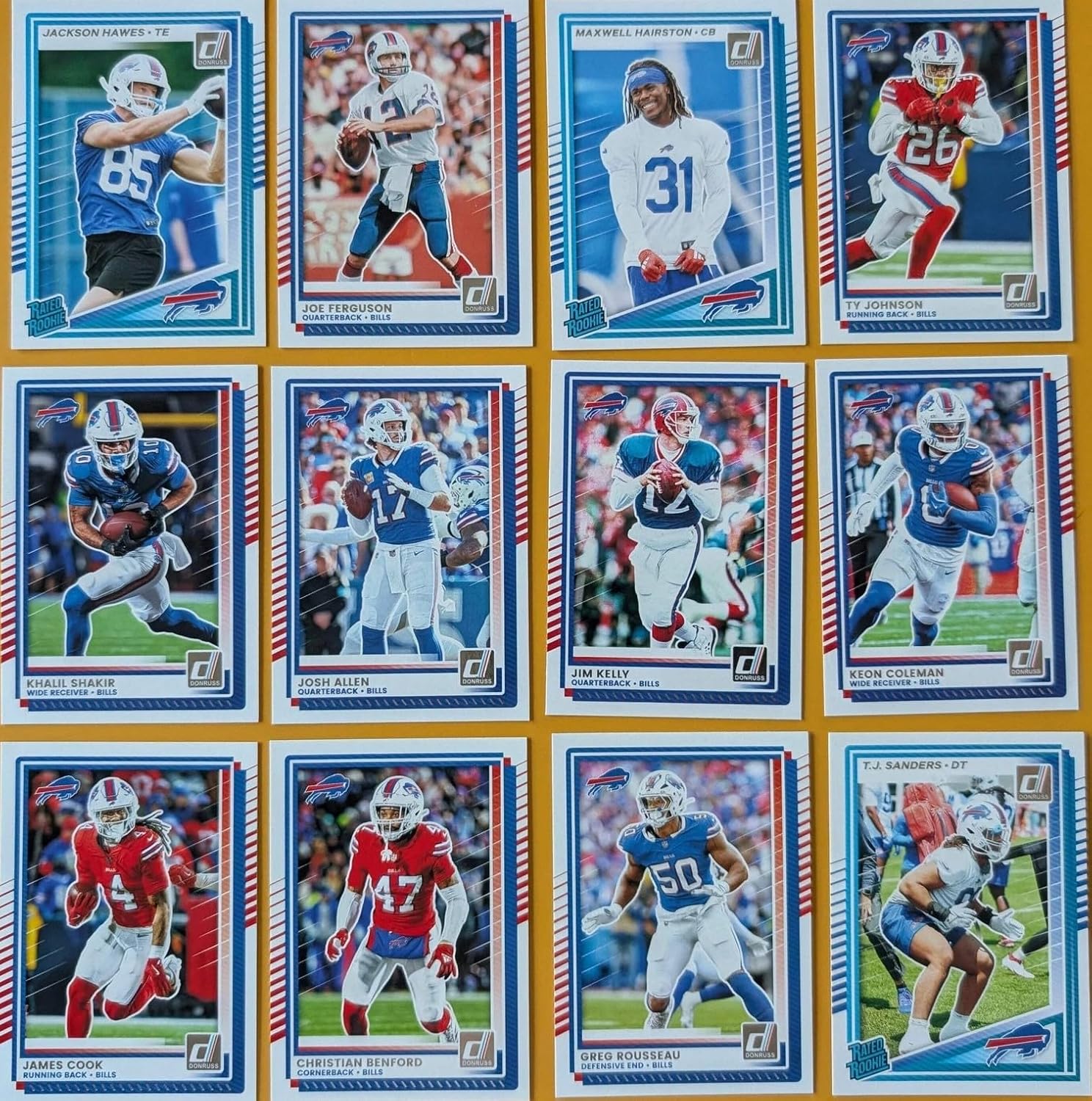 Buffalo Bills 2025 Donruss Factory Sealed 12 Card Team Set Featuring Josh Allen and Jim Kelly with Rated Rookie cards of TJ Sanders, Jackson Hawes and Maxwell Hairston - Image 2