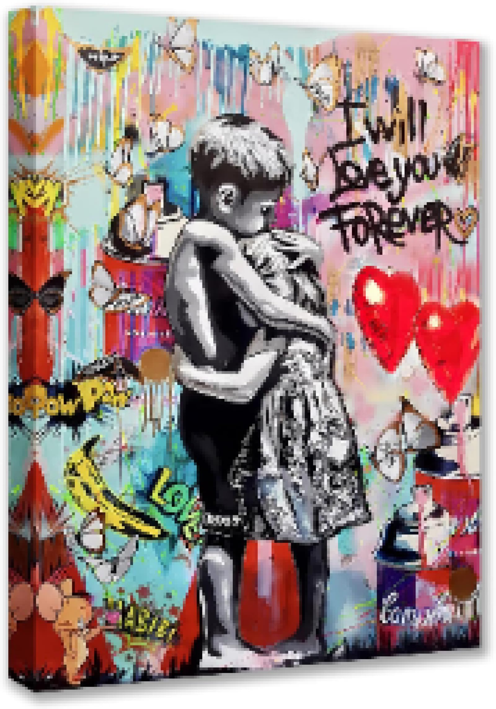 Adohome Boys Unframed Giclee Banksy Graffiti Pictures Little And Girl Street Paintings Canvas Colorful Wall Artwork Home Decor 40X60cm Frameless