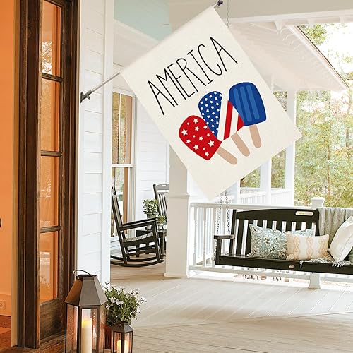 Miniatura 3 de AVOIN colorlife Bandera de casa de paletas de estrellas y rayas estadounidenses de doble cara en el exterior, patriótica de Estados Unidos, 4 de
