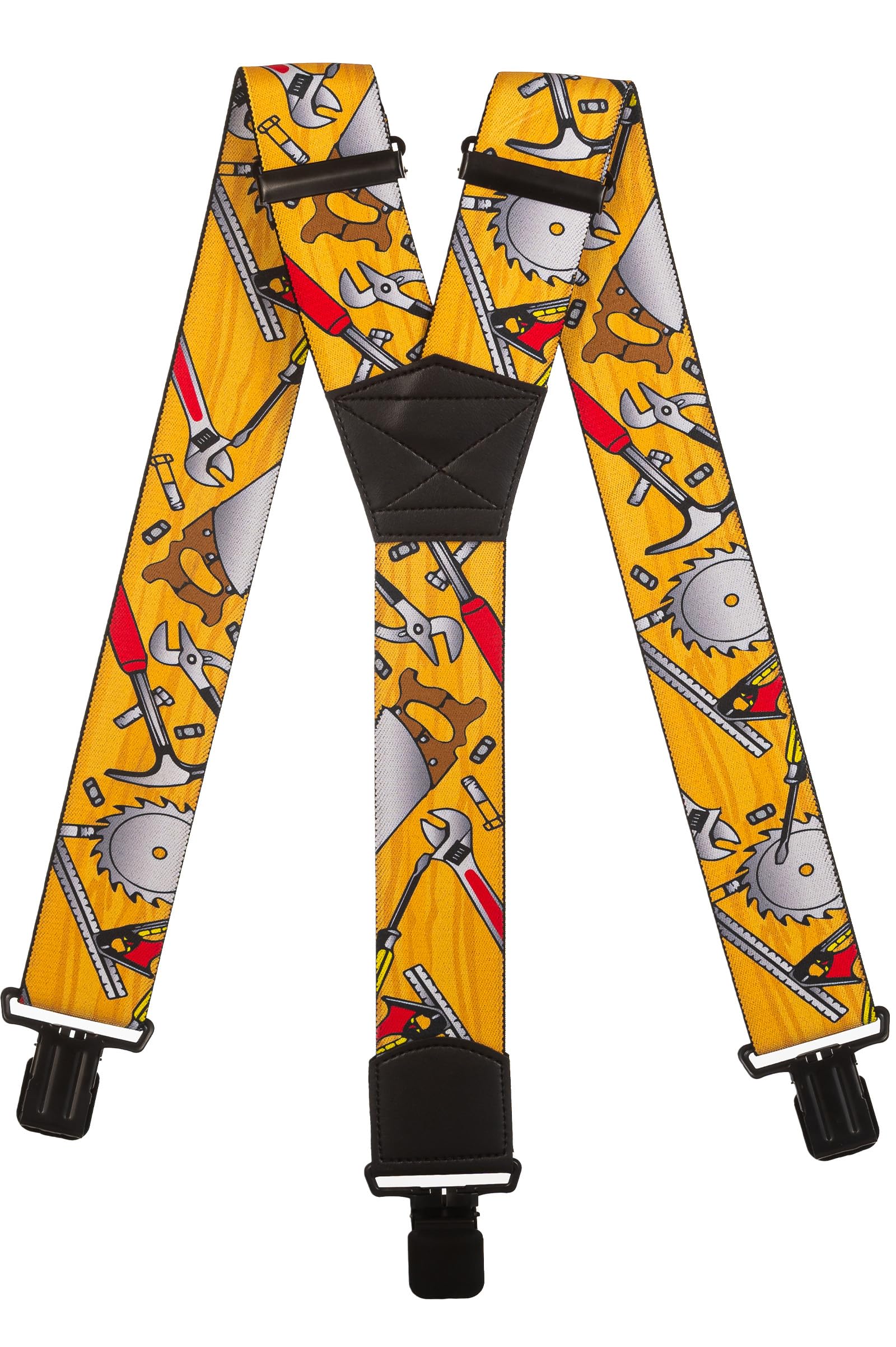 Olata Heavy Duty Tool Pattern Braces/Suspenders - Yellow, 5cm - Y-Shape (Black Clips)