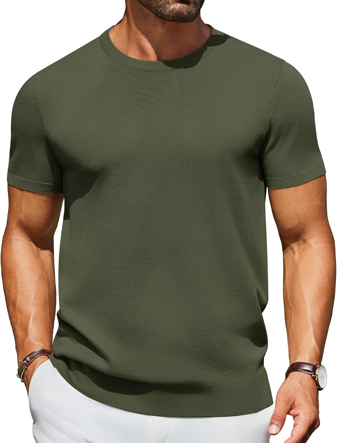 COOFANDY Men's Casual T-Shirts Short Sleeve Crewneck Pullover Classic Knit Tee Shirts