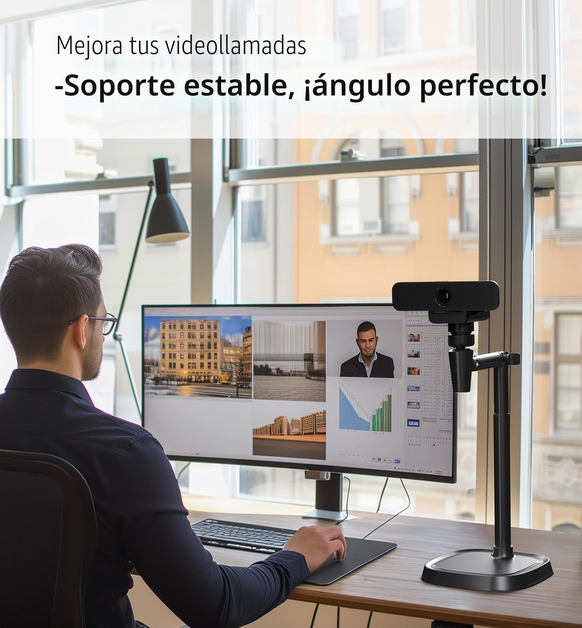 Soporte para cámara web, teléfono celular, C925e, C922x, C922, C930e, C930, C920, C615, Brio 4K, cámara réflex digital, luz derecha 1/4 pulgadas (negro)