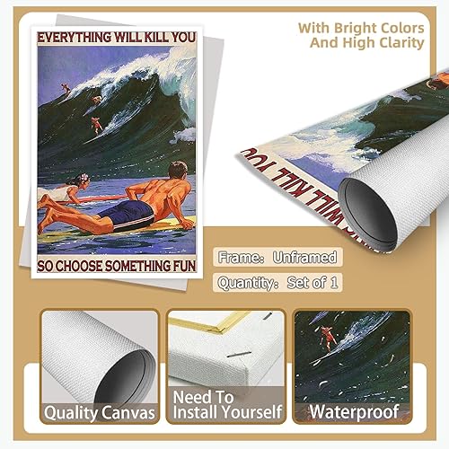 Miniatura 7 de Enveable Póster retro de surf hawaiano, playa tropical, isla hawaiana, playa, arte de playa azul, olas del océano, surfista, deportes acuáticos,