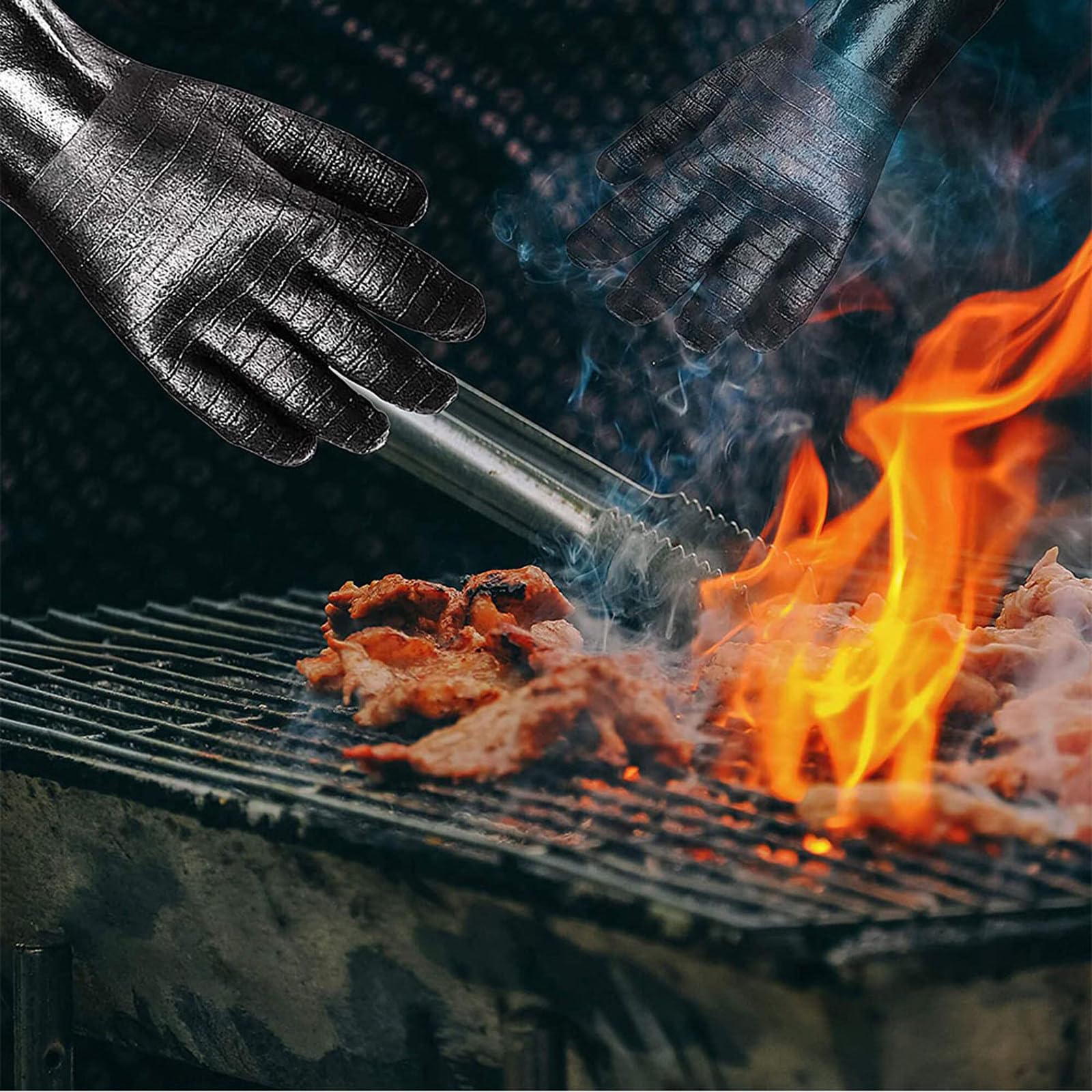 RęKawice Do Grillowania, Odporne Na Temperaturę 1472°F, Czarne, Wodoodporne, Neoprenowe RęKawice Do Grilla, DłUgie RęKawice Kuchenne Do Grillowania, Gotowania 18in(thick)