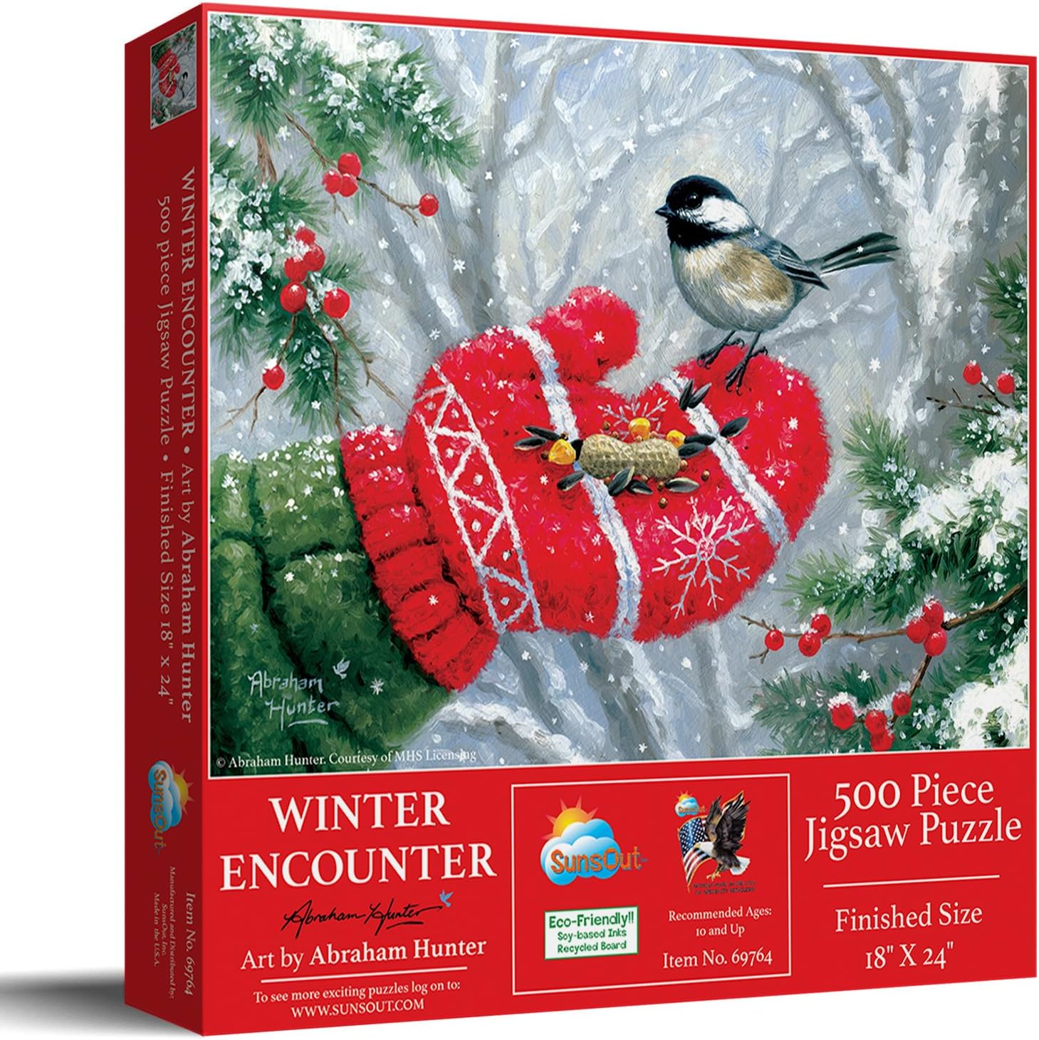 SUNSOUT INC - Winter Encounter - 300 pc Jigsaw Puzzle by Artist: Abraham Hunter - Finished Size 18" x 24" - MPN# 69764