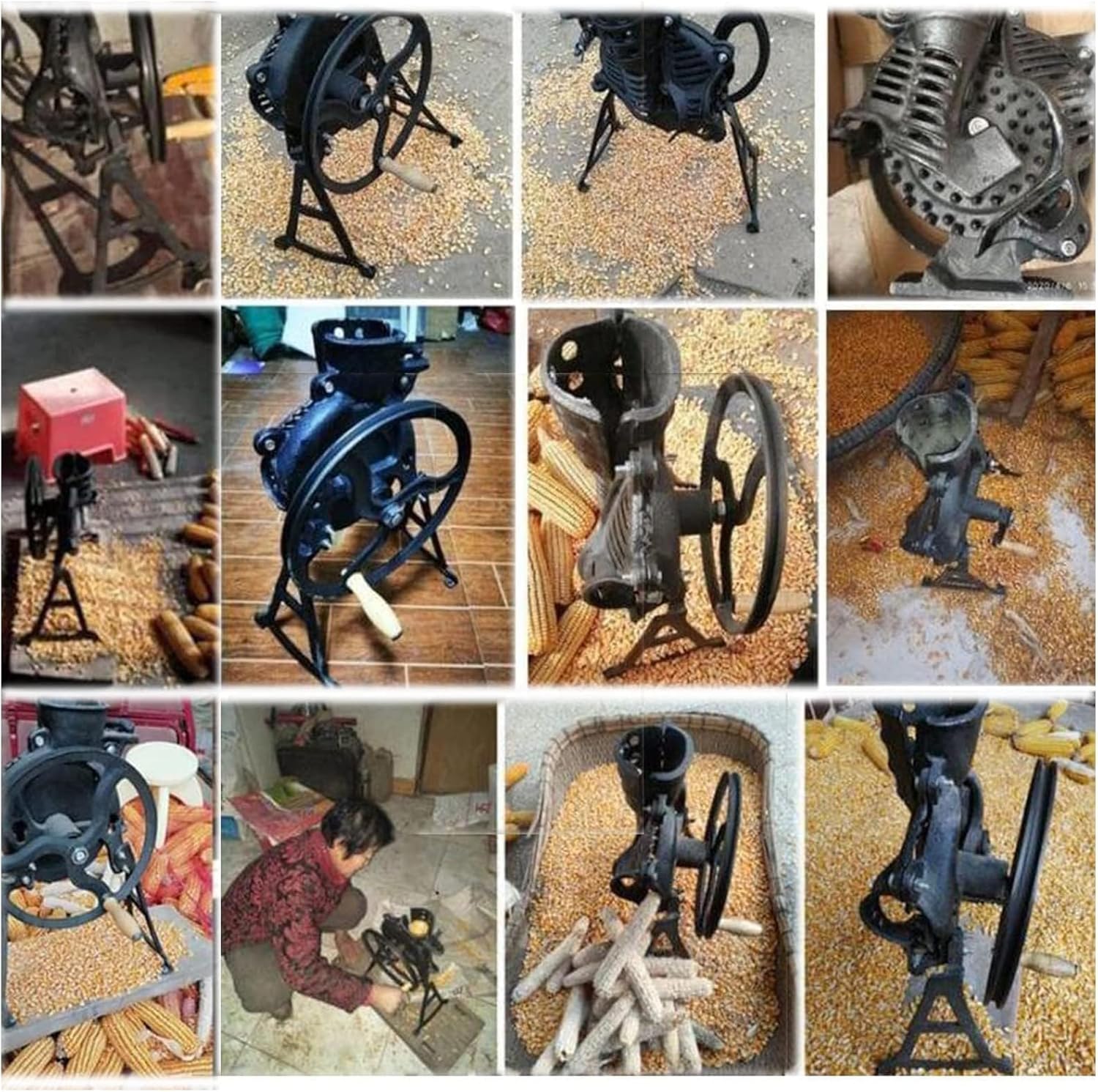 Dxcaicc Manual Corn Thresher, Corn Shelling Machine with Wooden Handle Cast Heavy Duty Iron for Farms and Families(Only for dry corn)