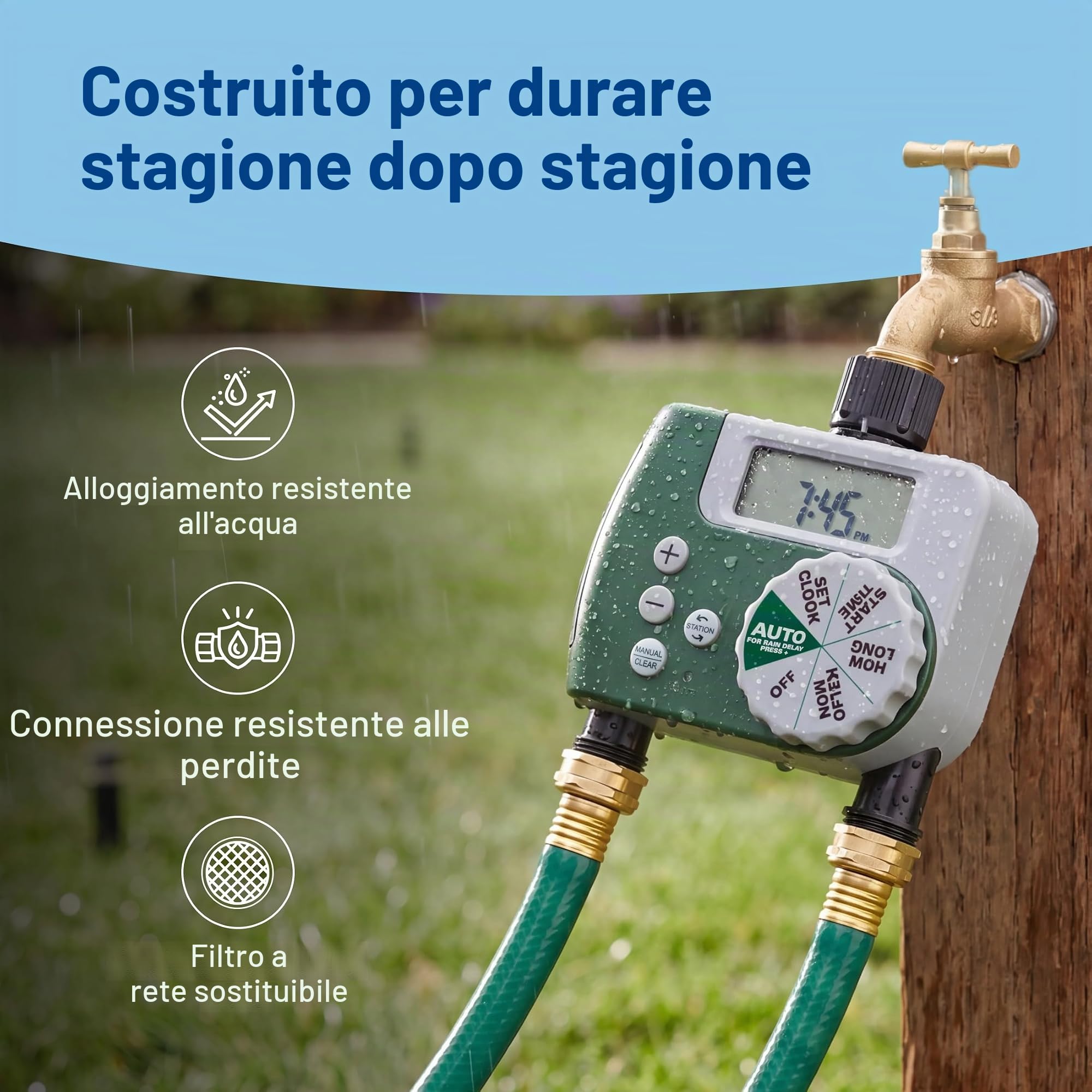 Orbit 58910 Timer programmabile per rubinetto, 2 uscite, verde