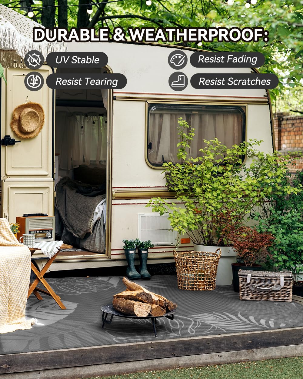 Tappeto Da Esterno Homescapes Ada 120x180cm - Impermeabile, Design Foglia - Foto 9