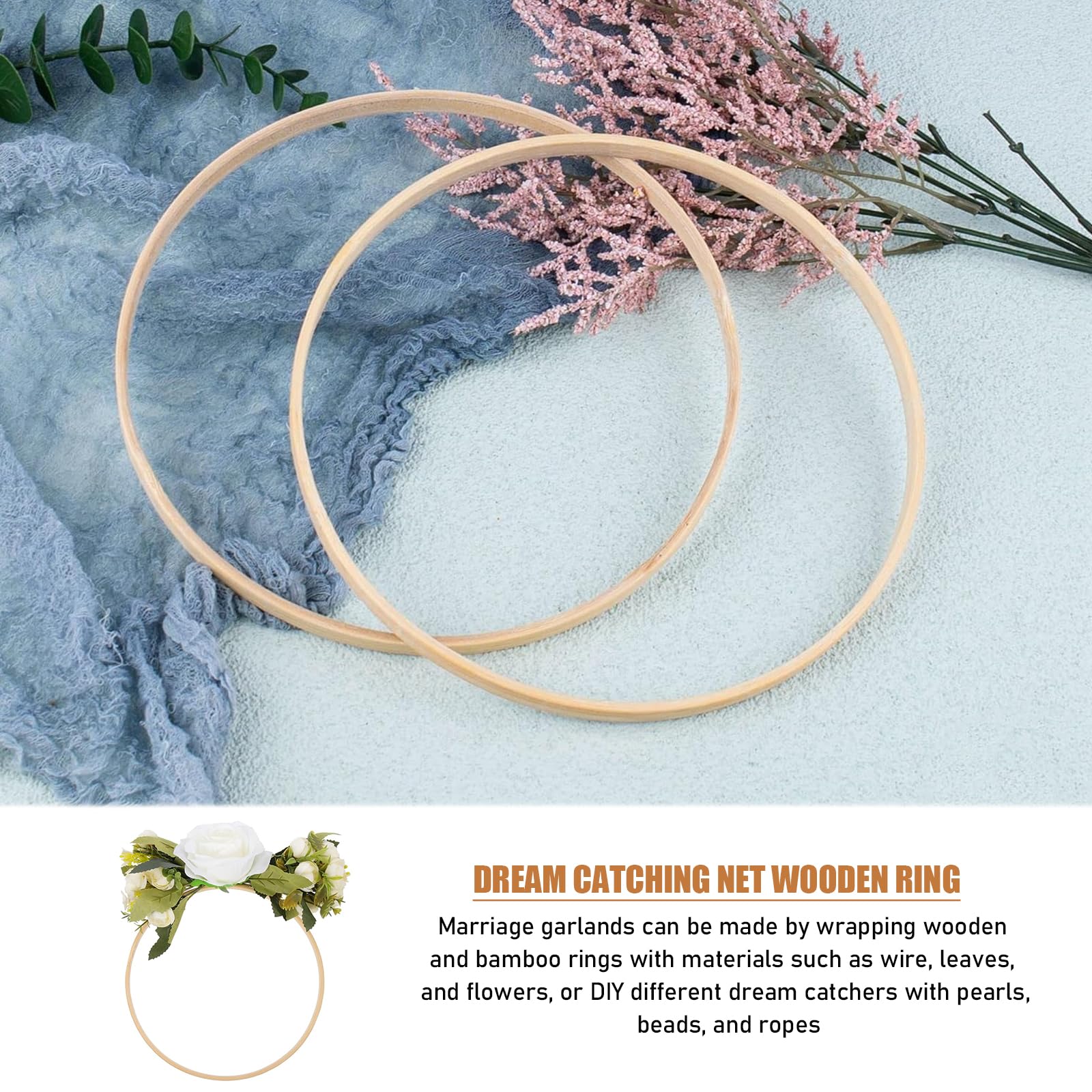 Lot De 6 Anneaux En Bois Pour Travaux Manuels, Macramé