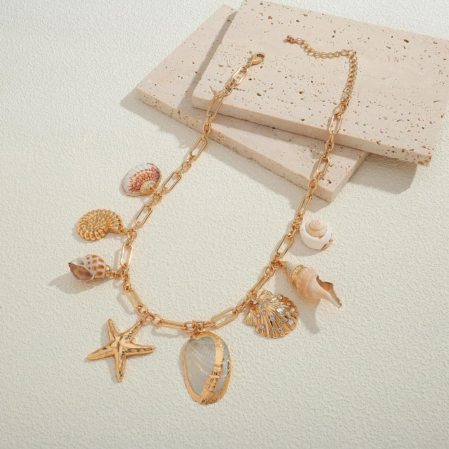 YANCHUN Starfish Necklace Beach Necklaces for Women Shell Pendant Jewelry Summer Ocean Theme Seashell Necklace Beach Vacation Essentials Fashion Accessories Summer Outfits for Women - Image 5