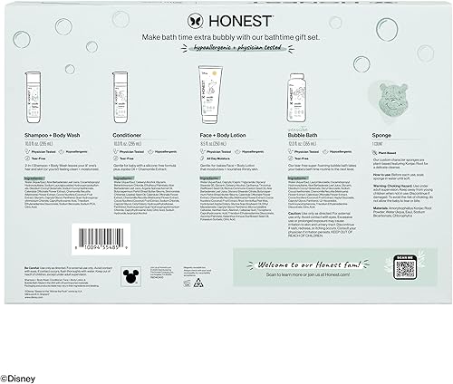 Miniatura 7 de The Honest Company Set de regalo para el baño sin fragancia + diseño de Disney, artículos esenciales de baño hipoalergénicos para pieles sensibles