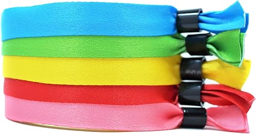 Miniatura 3 de Paquete variado de pulseras de tela, azul, rosa, rojo, verde, amarillo, paquete de 500 pulseras de tela para eventos MyZone Printing