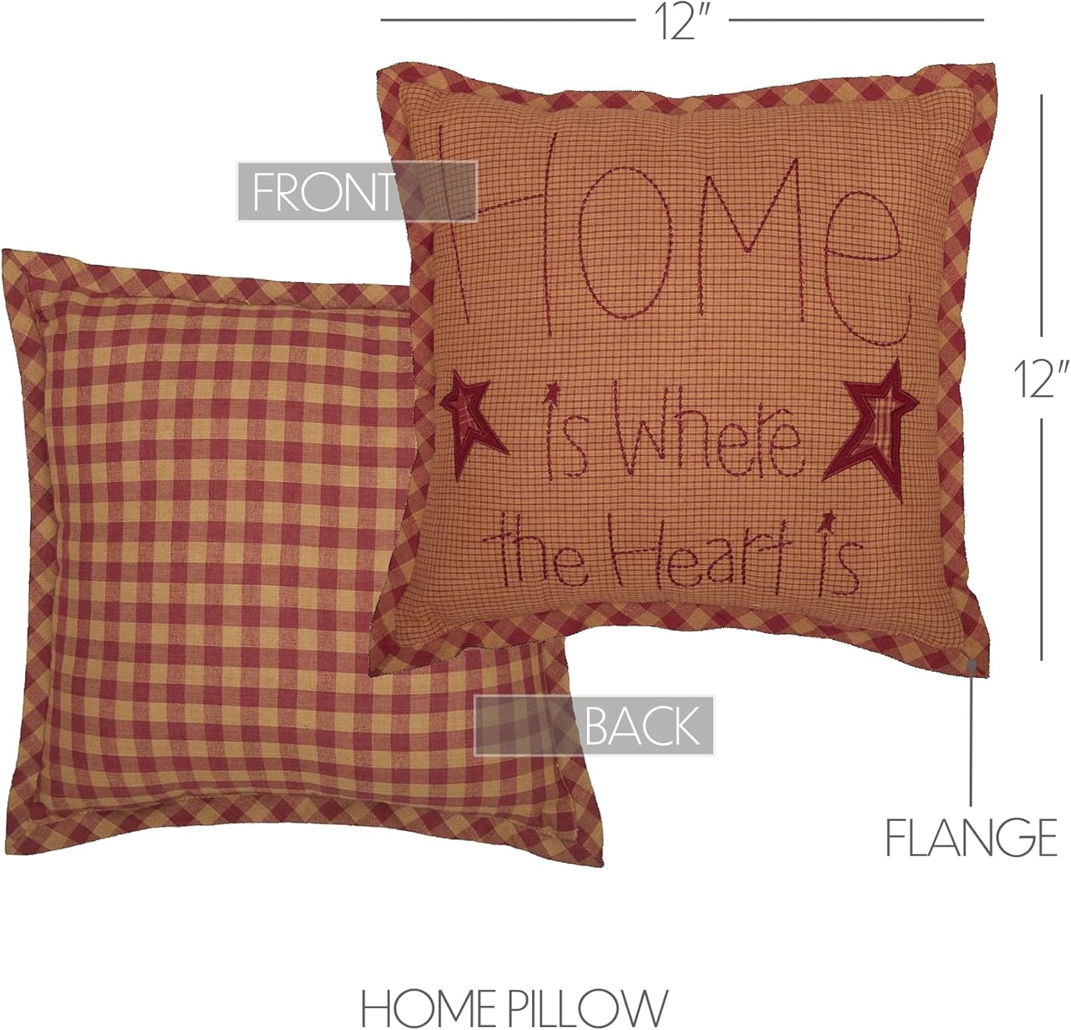VHC Brands Ninepatch Star Thanksgiving Text Square Bedroom Decor, Home Pillow, 12x12