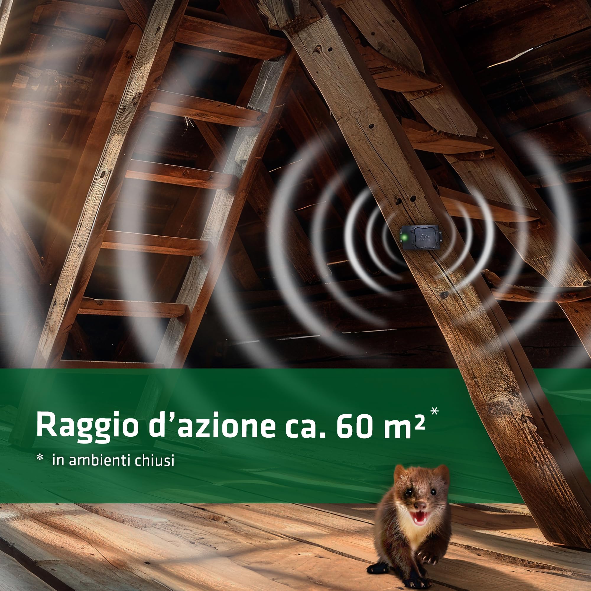GARDIGO® Repellente Martore Auto a Batteria | Dissuasore Topi con Ultrasuoni | Sostituzione Batterie senza Rimozione | Anti Roditori Mobile per Vano Motore, Soffitta, Casa | Protezione Antiroditori