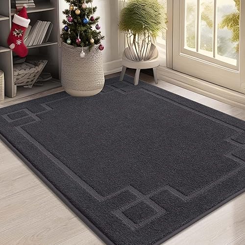 Miniatura 1 de BEQHAUSE Tapete para puerta de 32 x 48 pulgadas, antideslizante, lavable, de bajo perfil, absorbente y resistente a las manchas, tapete para puerta