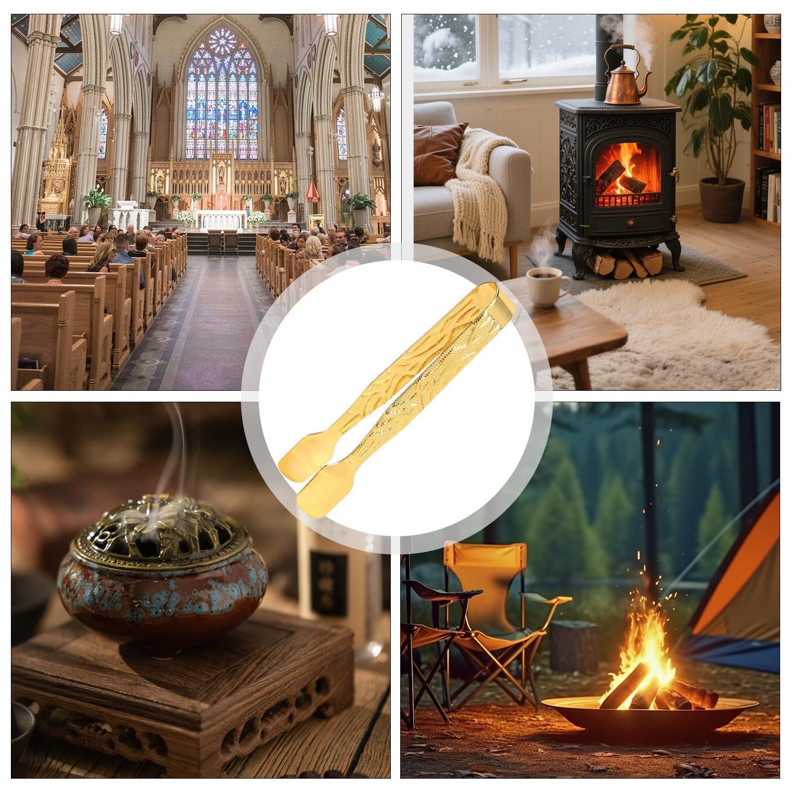 Pinza per incenso, morsetto per carbone, pinze per dischi in metallo, resistenti al calore, per bruciatori di carbone, strumento sicuro per meditazione, casa, ufficio, chiesa, spa, yoga e