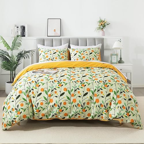 Miniatura 396 de HoneiLife - Juego de funda de edredón floral 100% algodón, 3 piezas, botánica, ropa de cama con cierre de cremallera y lazos en las esquinas