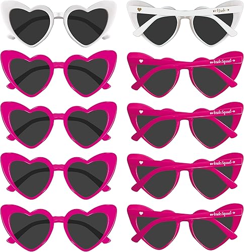 Miniatura 9 de PartyGifts&beyond Gafas de sol de despedida de soltera con forma de corazón, paquete de 10 lentes de sol para despedida de soltera